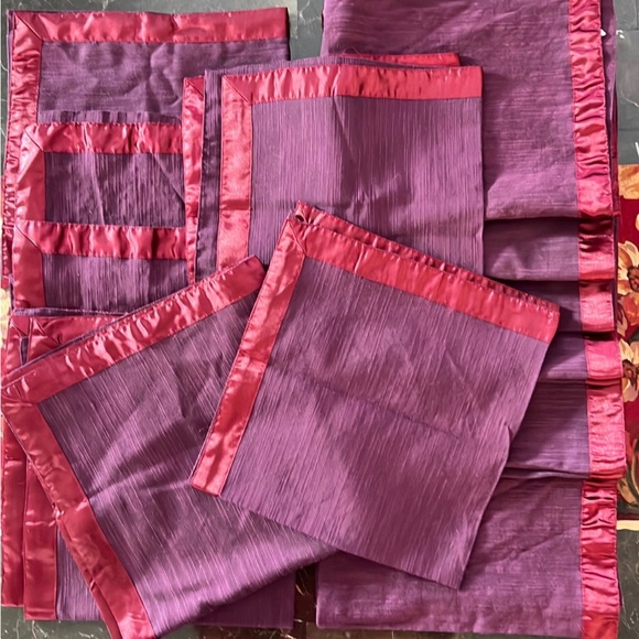 12 cotton purple and wine red dining table placemats - Picture 8 of 15